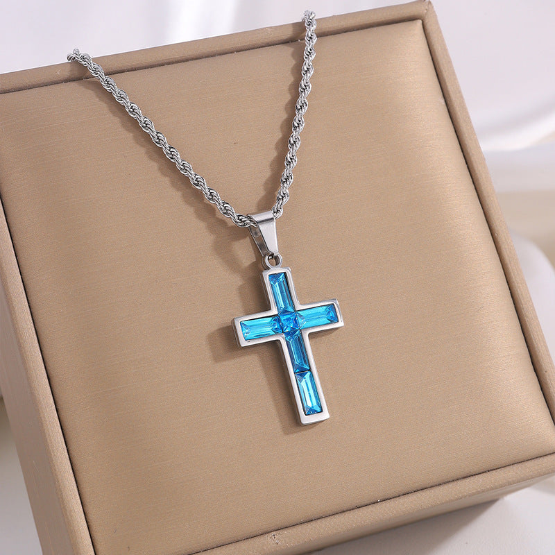 Eleganza Damen Ing-Stil Diamant Kreuz Halskette