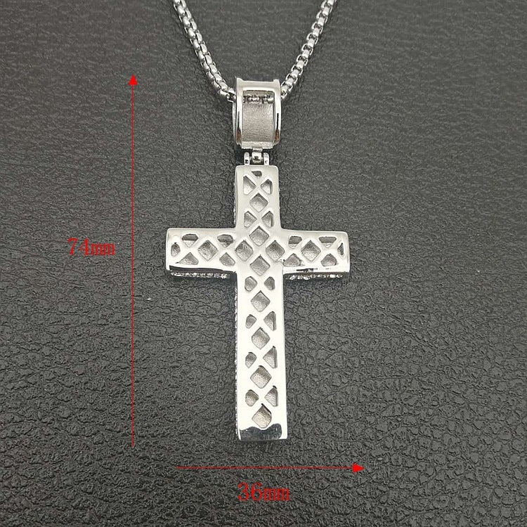 Eleganza Damen Titanstahl Vergoldete Diamant Kreuz Halskette