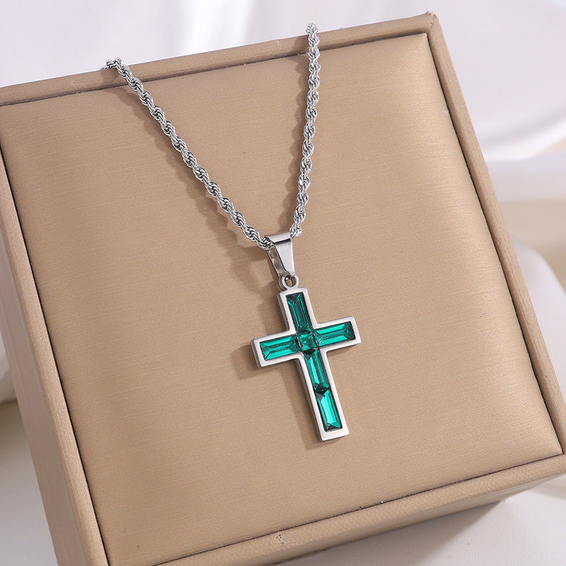 Eleganza Damen Ing-Stil Diamant Kreuz Halskette