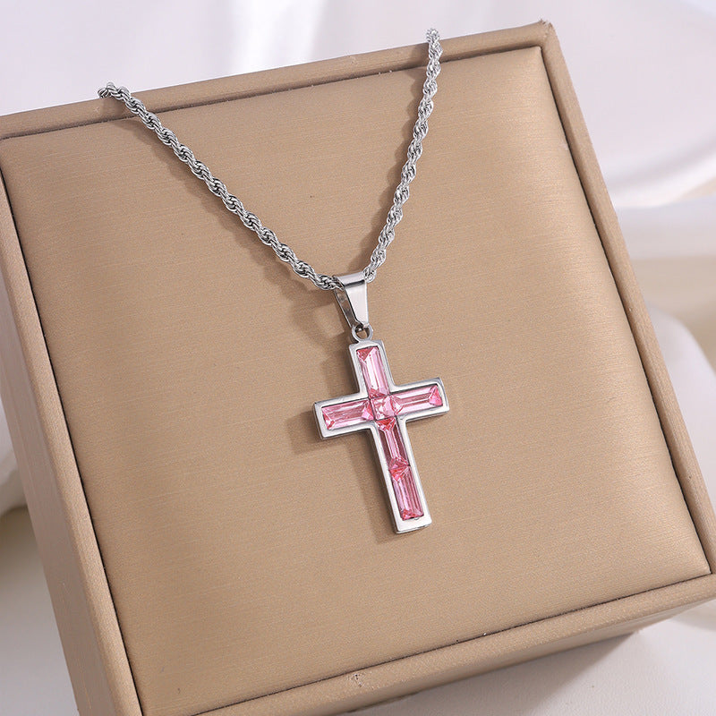 Eleganza Damen Ing-Stil Diamant Kreuz Halskette